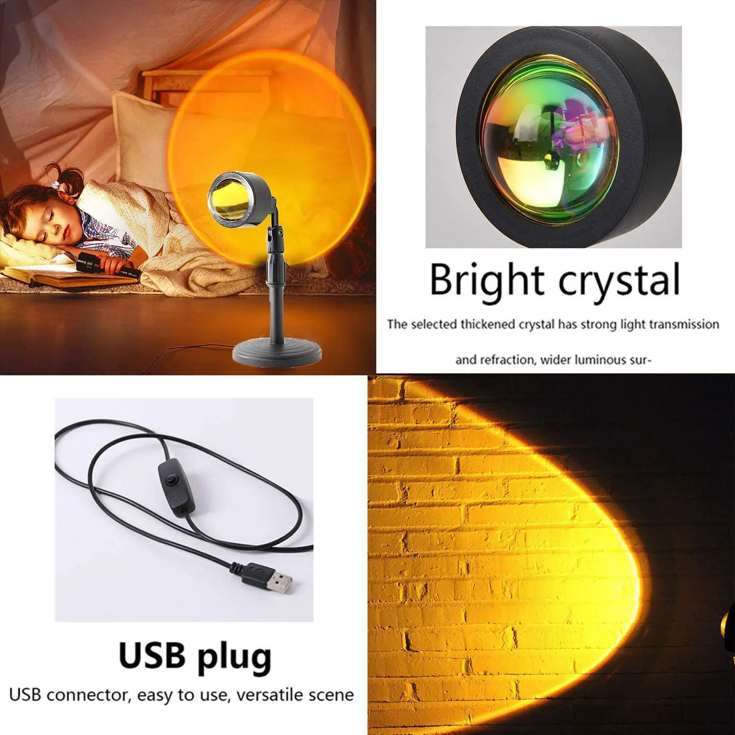 N10R-Projection Atmosphere LED Lamp Night Light,USB Projector 180 Degree Rotation Photography Lamps For Bedroom Studio