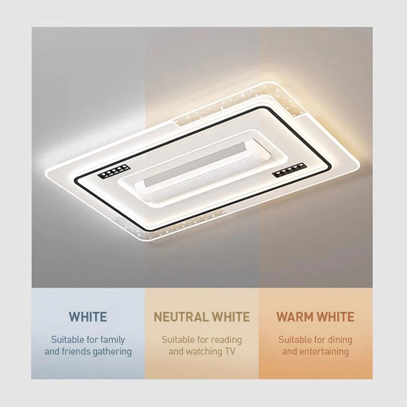 Modern 2-in-1 Bladeless Fan Light Remote Control Ceiling Light 6-speed Adjustable Wind Silent Fan Living Room Bedroom Home Light