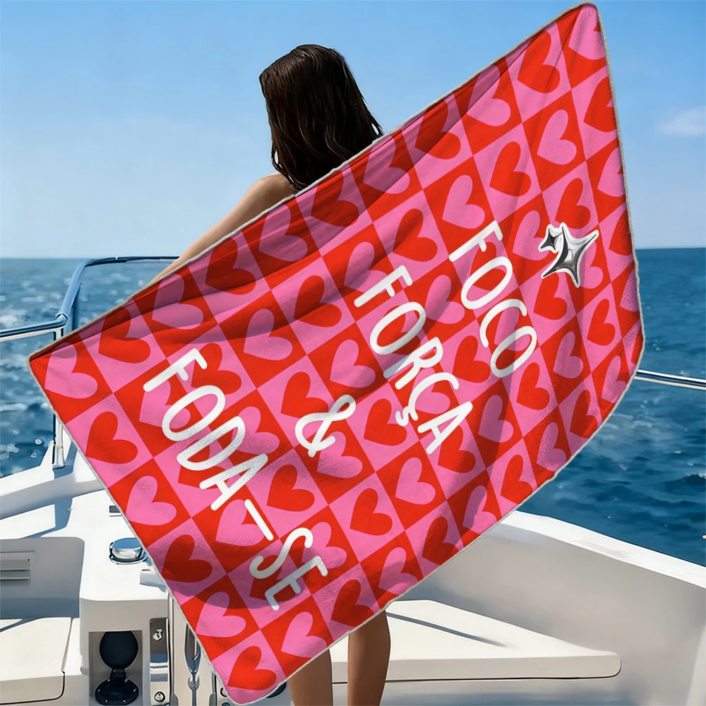 

Green Pink StripesBeach Towel Ultra-fine Fiber Quick Drying Absorbent Beach Swimming Vacationvacation Essentials Gifts