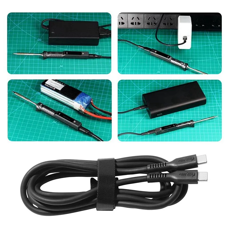 

AT44-2X 240W Quick Charge Heat Resistant Type-C Data Cable Electric Soldering Iron Input Cable With E-MAKER Chip Copper Core
