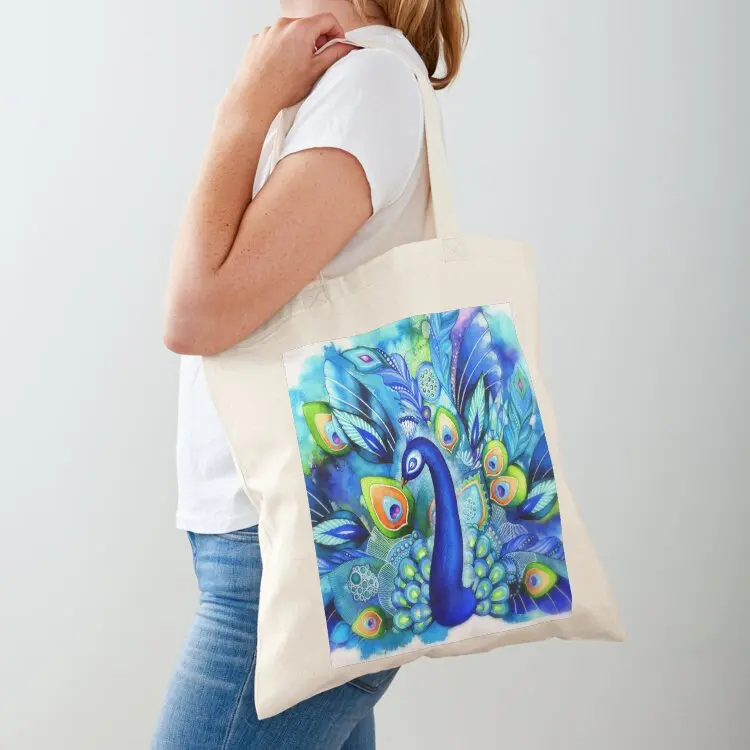 

Peacock in Full Bloom Tote Bag custom canvas bag Canvas stote bag tote bags men shopping logo