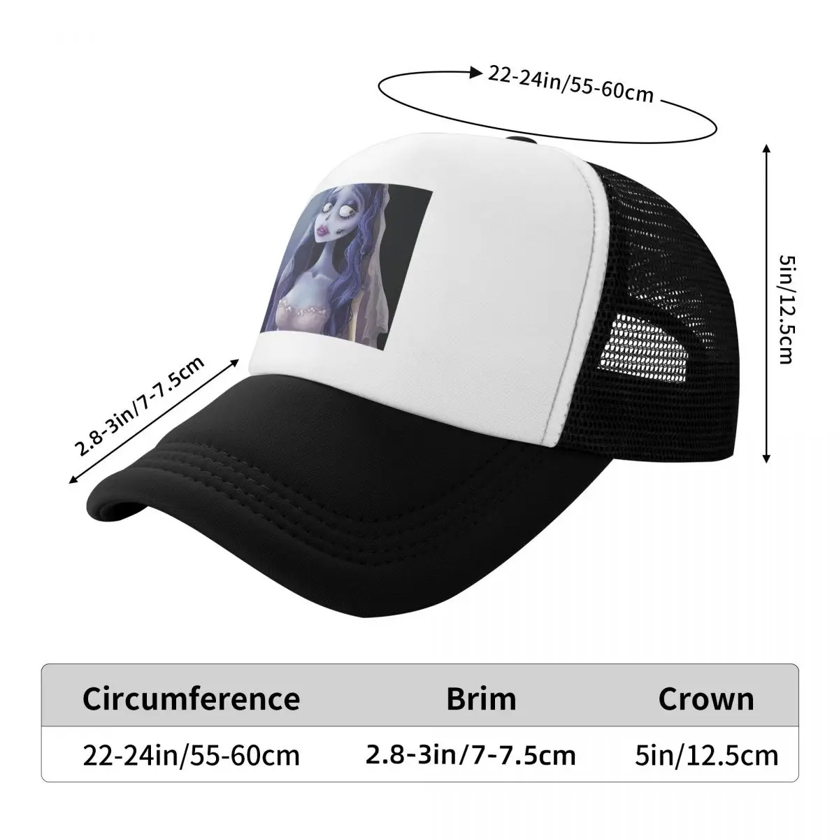 Emily The Corpse Bride Cap Fashion Mesh Baseball Caps Adjustable Hat Hip Hop Summer Unisex Baseball Hats