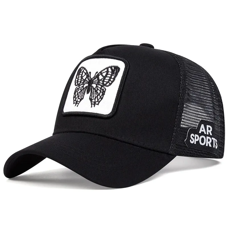 Unisex Butterfly Embroidery Baseball Net Caps Spring and Summer Outdoor Adjustable Casual Hats Sunscreen Hat