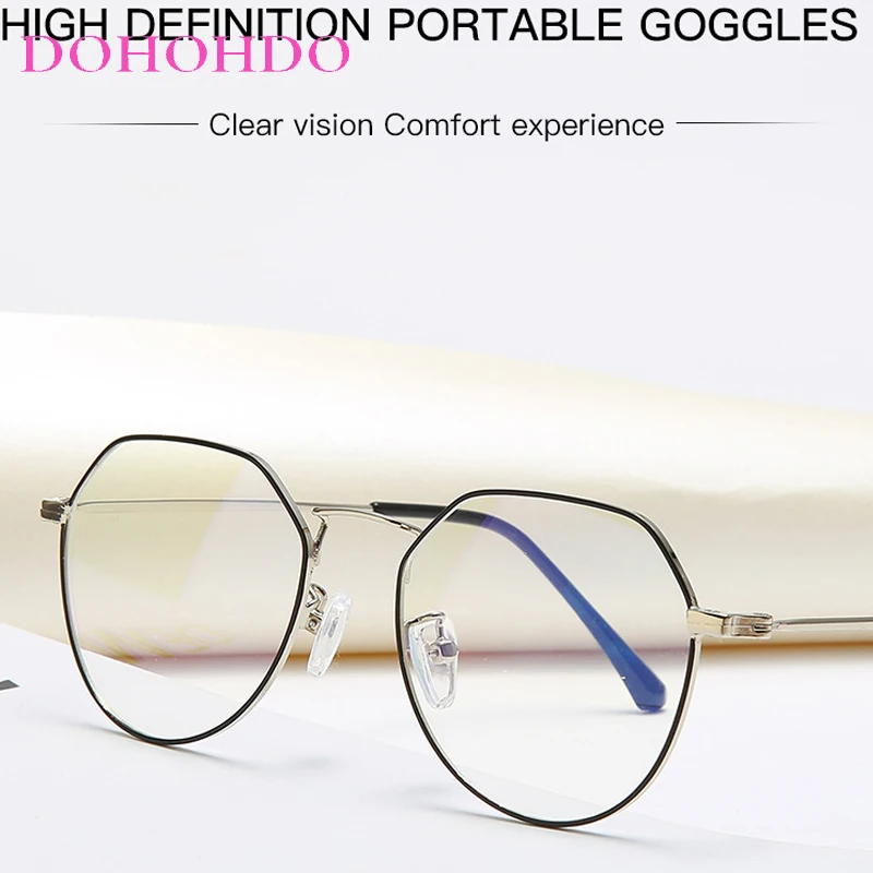 2023 Dohohdo Unisex Anti-Blauw Licht Klassieke Glazen Frame Merk Designer Fashion Ronde Optische Metalen Frames Computer Bril