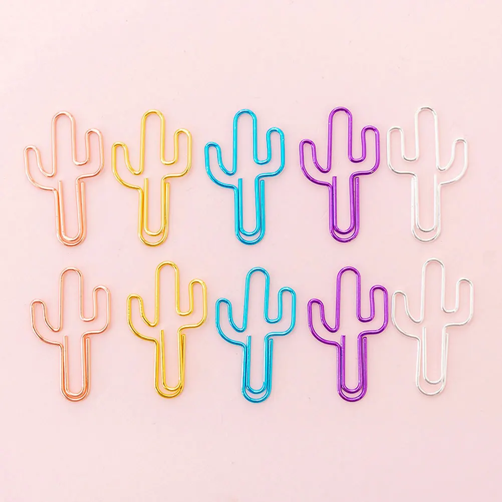 

60pcs Hollow-Out Alloy Paper File Fixing Office Document Creative Shaped Metal Clips Colored Office Supplies For School