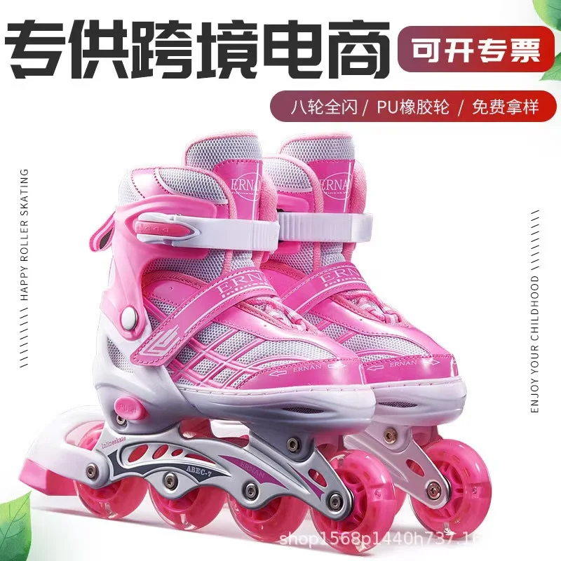 

Pink Purple Adjustable Inline Roller Skate Shoes Professional Flashing Sliding Sneaker Racing Speed Skating 4 Wheels