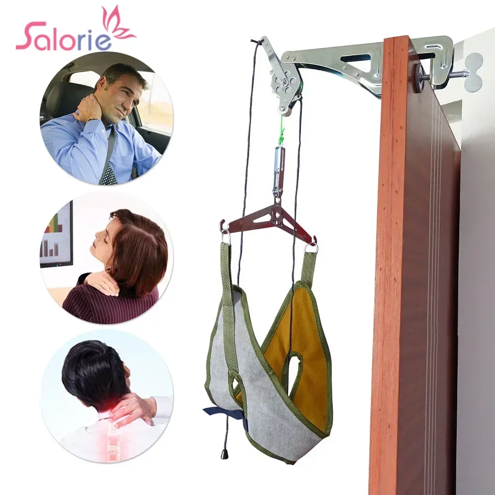 

Over Door Hanging Cervical Neck Traction Device Cushion Stretching Belt Brace Adjustable Belt Neck Correction Stretcher Relax