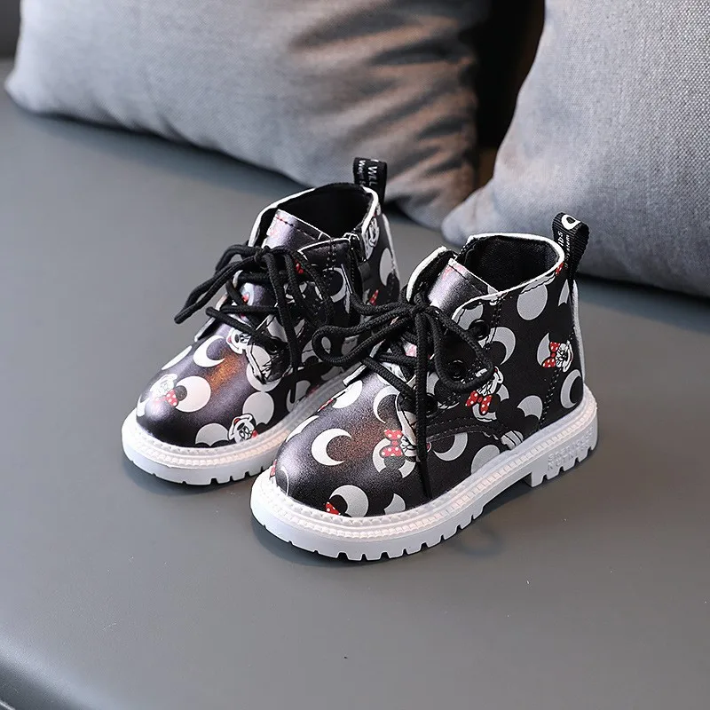 Minnie Boots Disney Kids Short Boots Anime Minnie Mouse Sport Shoes Children Casual Sneakers Fashion Tennis Shoes Size 21-30