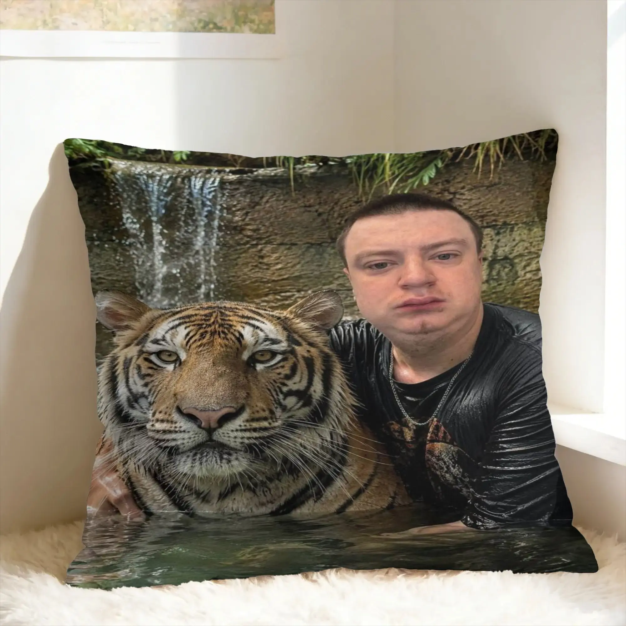 Наволочка Mellstroy и Tiger. Удобный чехол для подушки. Симпатичные и забавные наволочки для дивана, кушетки, спальни.