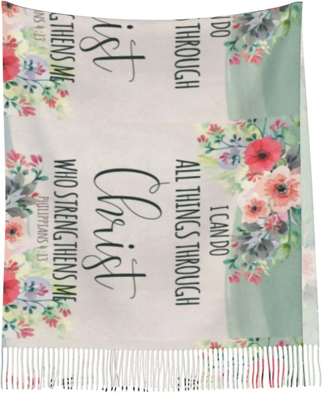 الأزهار المسيحية صدق يسوع عيد الميلاد الكشمير وشاح مع شرابات لينة الدافئة لربيع الخريف الشتاء والهدايا الدفء