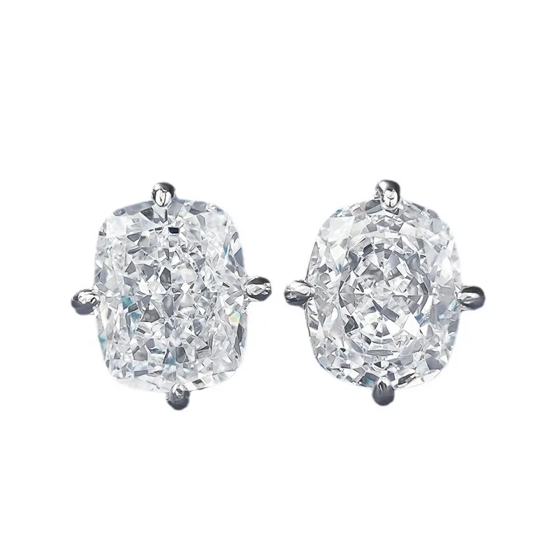 Charm Cushion 3ct Moissanite Diamond Stud Earring 100% Real 925 sterling silver Promise Wedding Earrings for Women Party Jewelry
