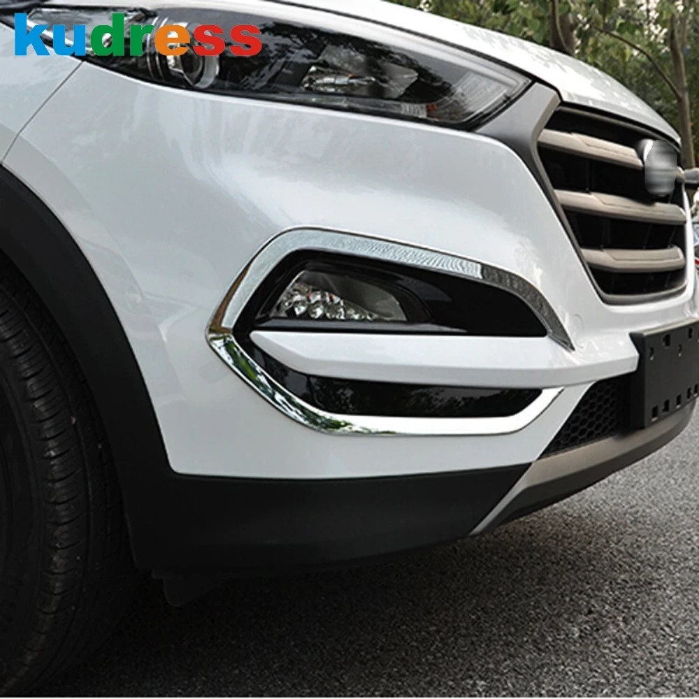 Car Front Fog Light Lamp Cover Trim For Hyundai Tucson 2015 2016 2017 2018 Chrome Head Foglight Covers Exterior Accessories 2pcs