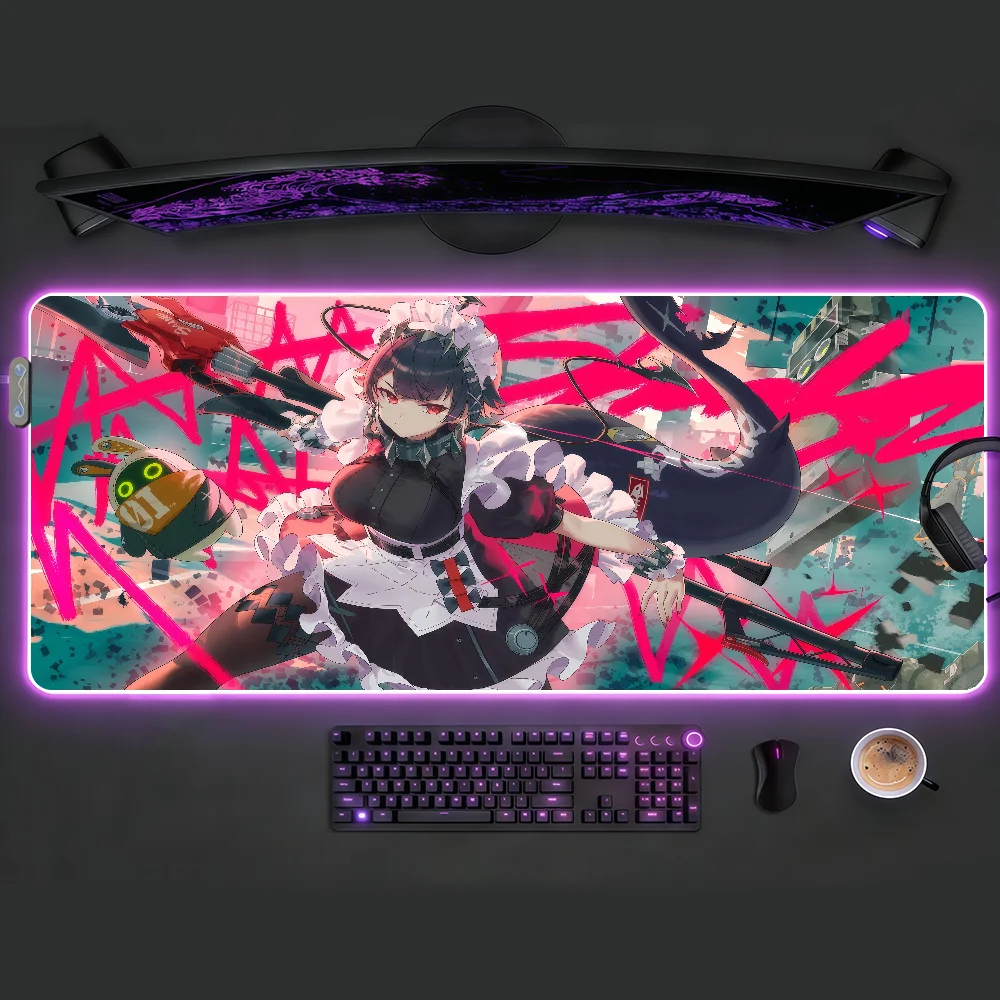 Zenless Zone Zero Ellen Joe Mouse Pad RGB LED Non-slip Desk Mat Rubber Gaming Accessories Large Office Gamer Keyboard Mat