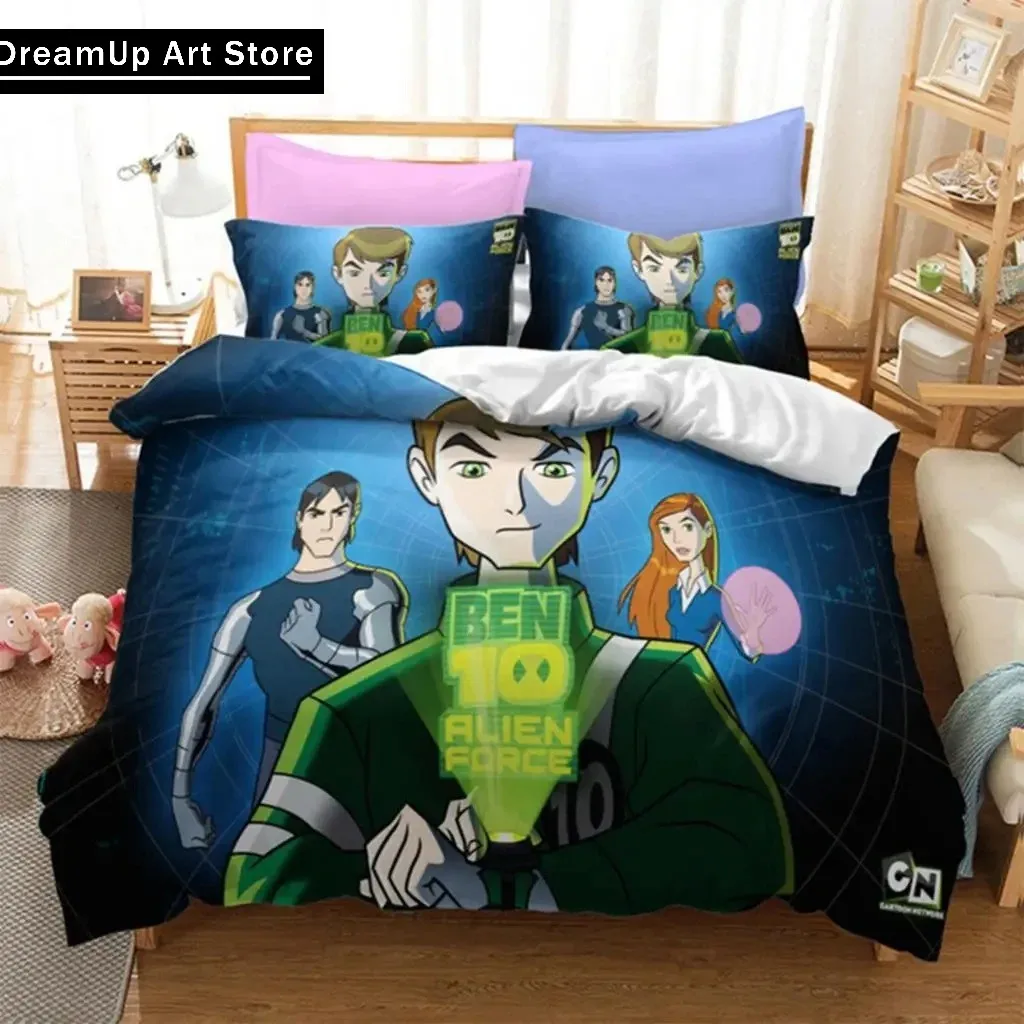 3d Print Ben Alien Force 10 Teenage Hacker Bedding Set Cute Quilt Cover Bed Cover With Pillowcase Twin Single Queen King Size