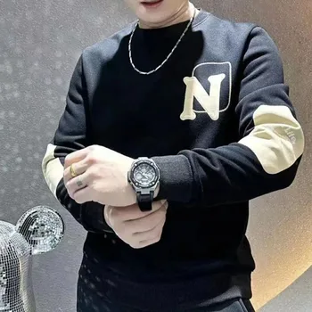 Mode O-Ausschnitt All-Match Casual Sweatshirts Herren bekleidung Herbst Winter neue übergroße koreanische Tops All-Match-Sweatshirts