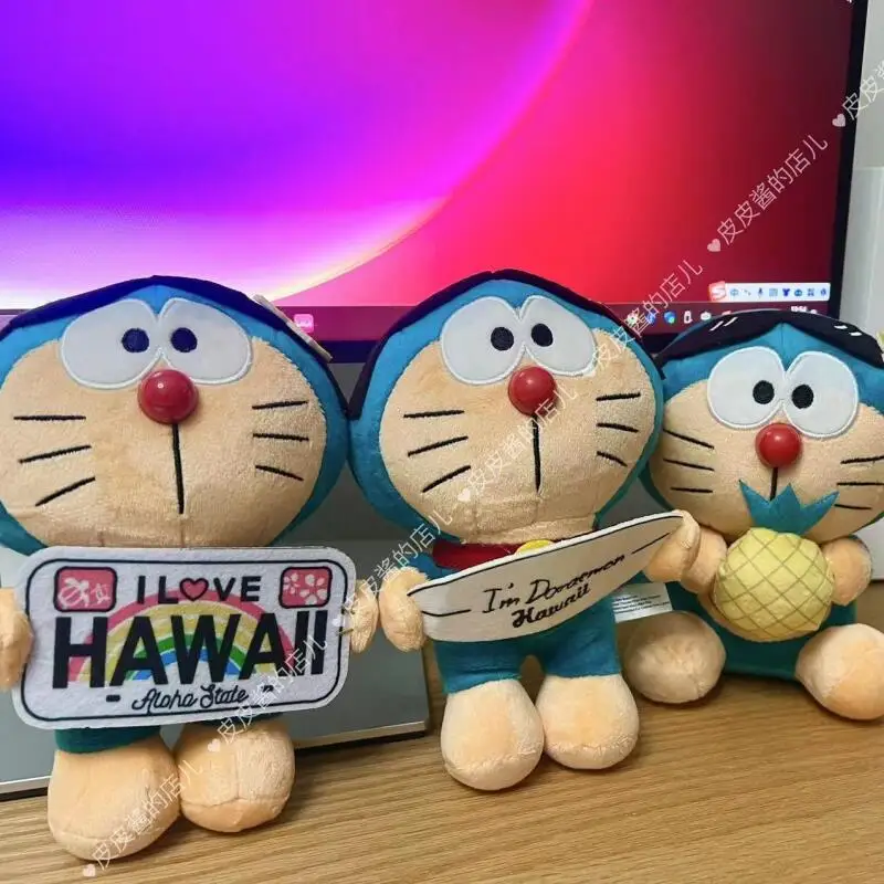 ドラえもん-黒い肌-かわいい愚かそうな顔-スケートボードを抱きしめる-パイナップルを抱くサイン付きぬいぐるみ-机の装飾品-女の子へのプレゼント