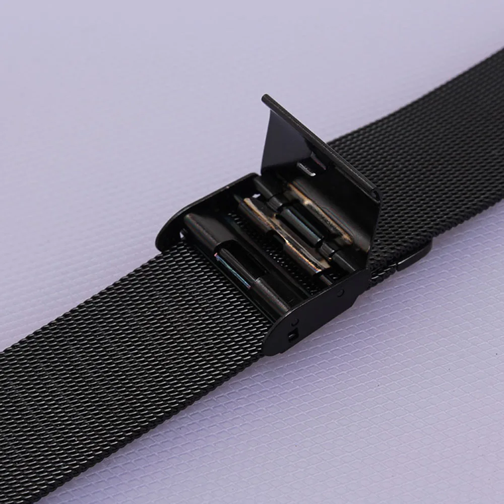 Ремешок «Миланская петля» из нержавеющей стали для наручных часов, прямой сетчатый Браслет с пряжкой, 12 мм 14 мм 16 мм 18 мм 20 мм 22 мм 24 мм