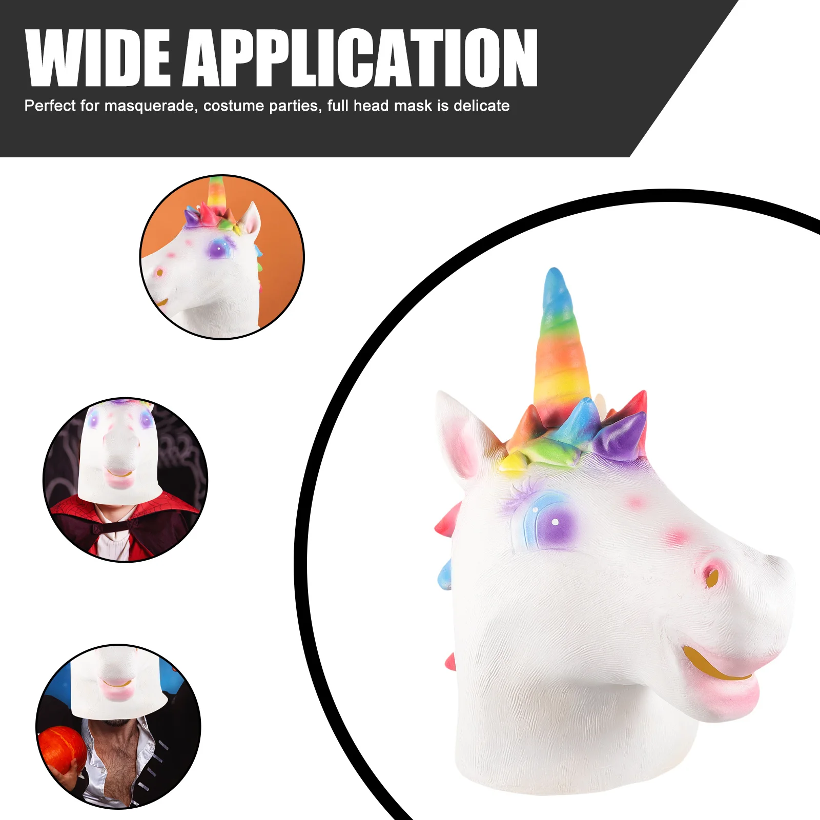 

Creative Unicorn Mask Full Head Latex Animal Halloween Party Cosplay Costume Dress Up Adult Unique Design Delicate Workmanship