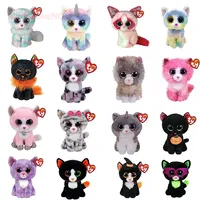 15CM Ty Big Eyes Beanie Plush Stuffed Animal Toy Cute Doll Multicolor Cat Heather Children Christmas New Year Birthday Kids Gift