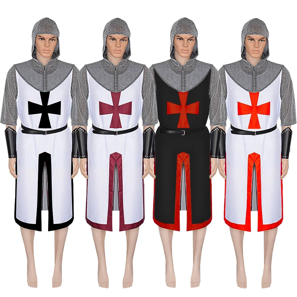 

Medieval Retro Cosplay Costume Knight Disguise Surcoat Robe Adult Punk Outfit Halloween Carnival Party Vitage Clothes Role Play