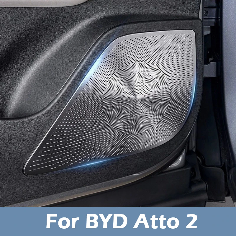 

For BYD Atto 2 Car Door Horn Protective Covers Stainless Steel Instrument Panel Air Outlet Dust Cover Interior Decor Accessories