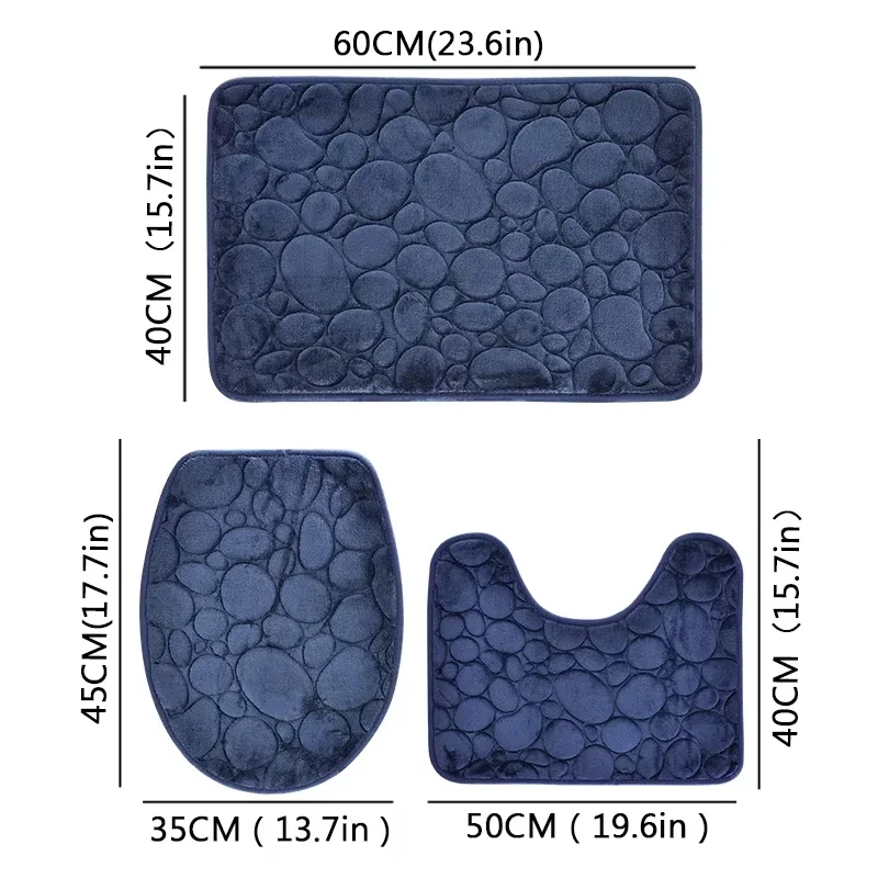 

3PCS/Set Bath Mats Nonslip Soft Quick Dry Bathroom Soft Rugs Absorption Dry Fast Bath Washable Home Floor