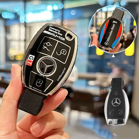 자동차 키 케이스 커버 쉘, 3 버튼, 메르세데스 벤츠 A B C E 클래스 GLS GLA GLK GLC CLS CLA AMG W204 W205 W212 W463 W176 키체인