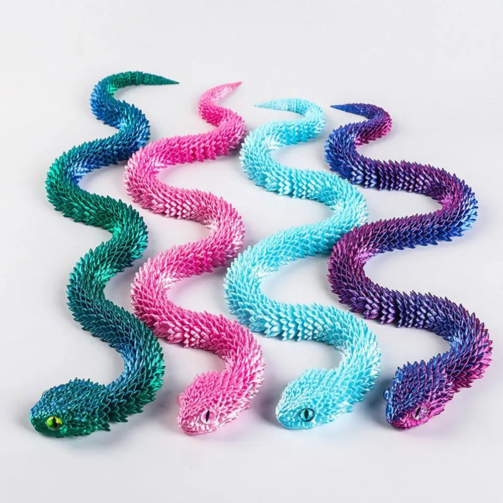 Realistic 3D Printed Snake 30/45/60cm Rotatable Simulated Snake Ornament Home Decor Multicolor Animal Simulation Model