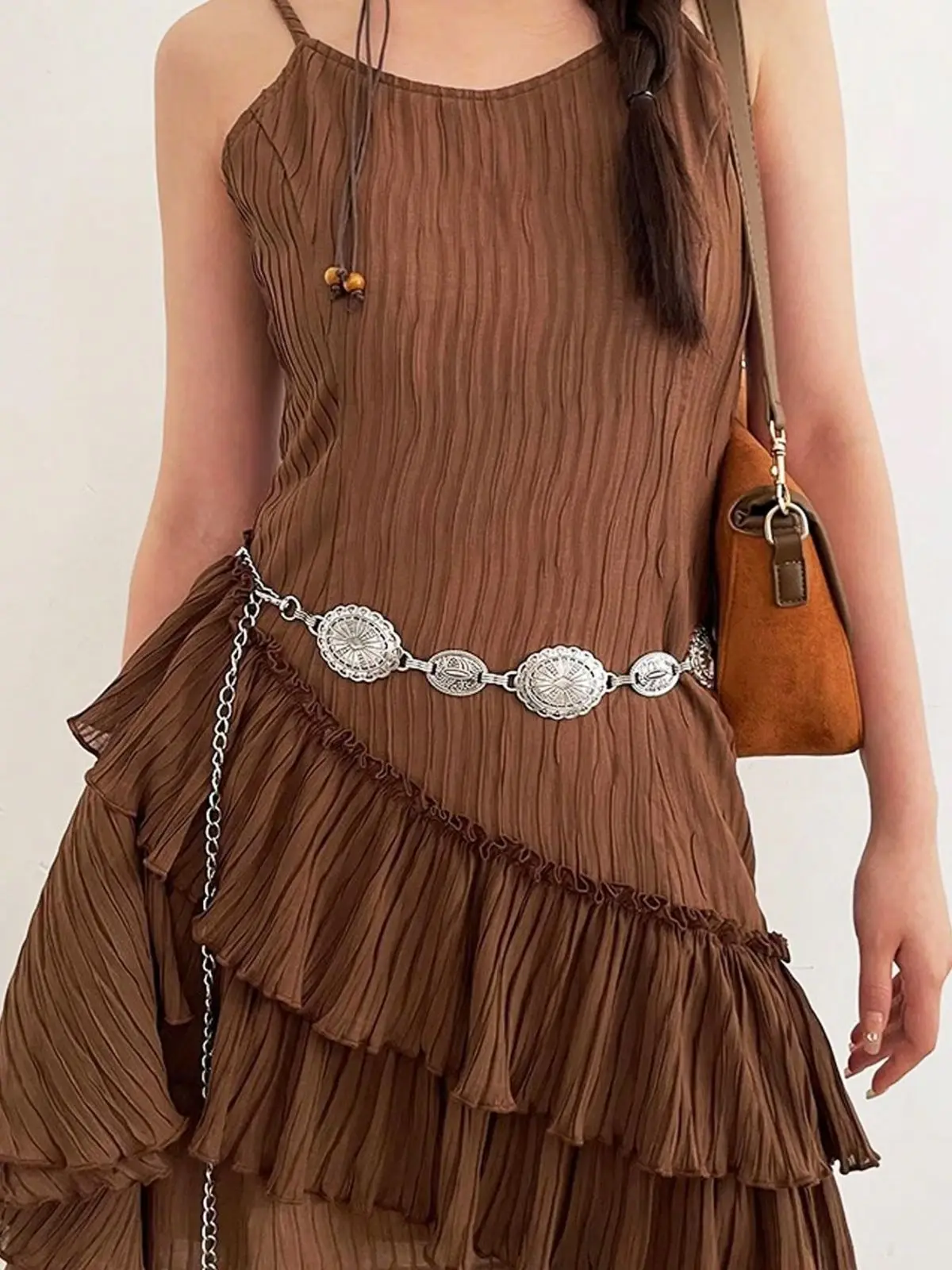 Women's Bohemian Style Waist Chain Belt With Vintage Metallic Chain Decoration Boho