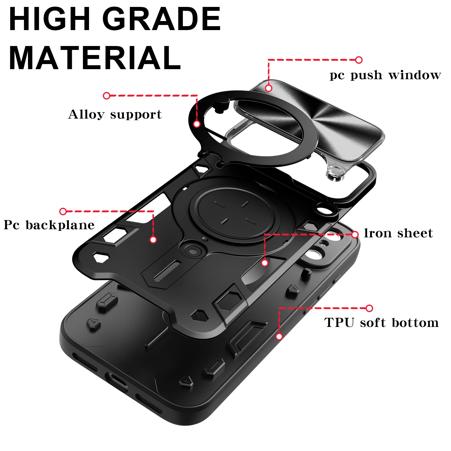آيفون 17 برو ماكس حافظة مدرعة مقاومة للصدمات آيفون الهواء الدائري حامل كاميرا كامل عدسة حماية الغطاء الخلفي حالات الهاتف