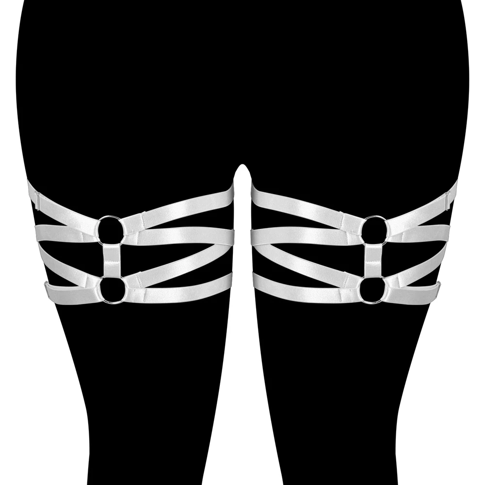 

Body Bondage Sexy Harness For Busty Women Garters Thigh Bands Erotic Stockings Belt 2PC Punk Goth Festival Clothing Rave Wear