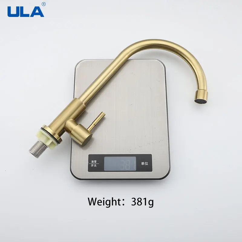 ULA Only Cold Water Stainless Steel Kitchen Faucet 360 Degree Rotate Flexible Kitchen Tap Sink Faucet Kitchen Gold Tap Nozzle