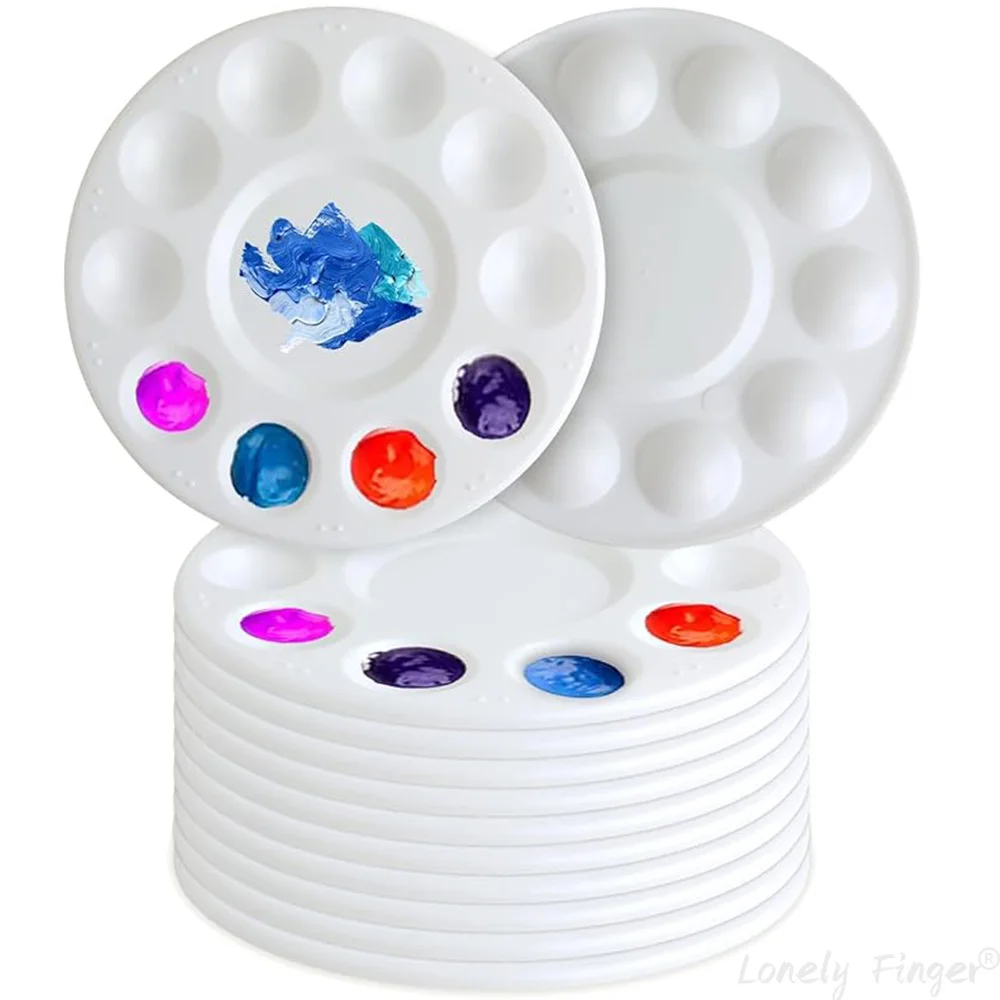 لوحات طلاء بلاستيكية مكونة من 12 قطعة لوحة طلاء صينية لوازم فنية لوحة طلاء للغواش وطلاء الأكريليك والألوان المائية