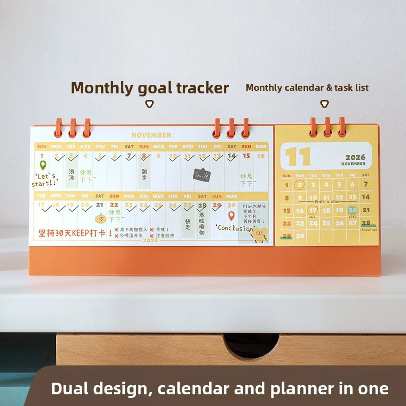 Mini 2026 Snake Calendar, Creative Triangular Desk Stand, Simple Office Decor with Sticky Notes, Gift