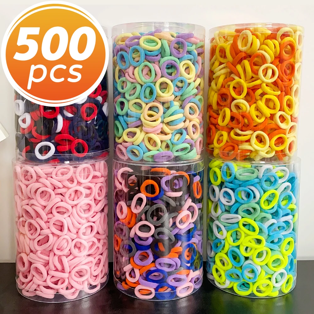 100/300/500 Stück bunte elastische Haarbänder für Mädchen, Pferdeschwanz-Halt, Haargummi, Gummibänder, Scrunchie, Haarschmuck, Bänder für Mädchen