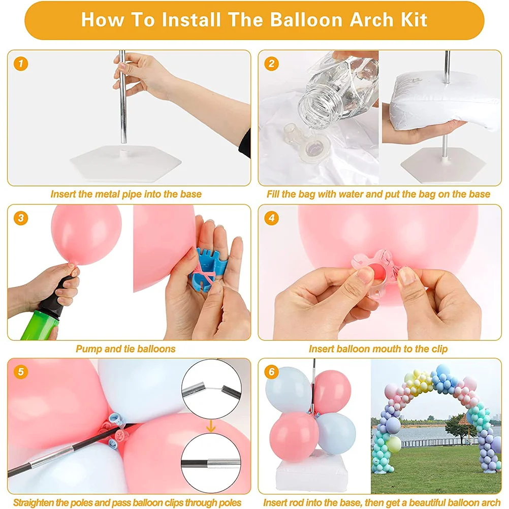 

1Set Party Balloon Arch Stand Detachable Base Adjustable Size Easy Assemble Balloon Arch Frame for Wedding Birthday Shower