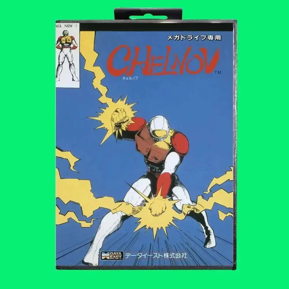 Kartrid Game Chelnov Kartu Game MD 16bit dengan Kotak Ritel Sampul JP untuk Sega Mega Drive