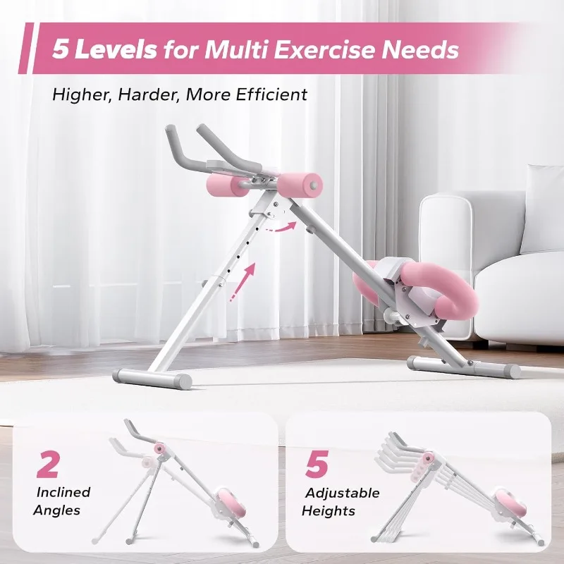 MERACH Ab Machine, Ab Equipment, Verstelbare Ab Trainer Machine Abs Workout Home Gym, Opvouwbaar, Kniebescherming, Buiktrainer