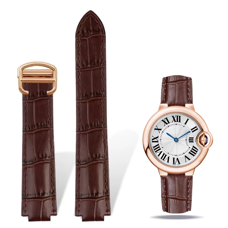 Correa de reloj de cuero genuino para Cartier Ballon Bleu, 14mm 16mm 18mm 20mm 22mm, para hombre y mujer, con cierre de acero plegable.