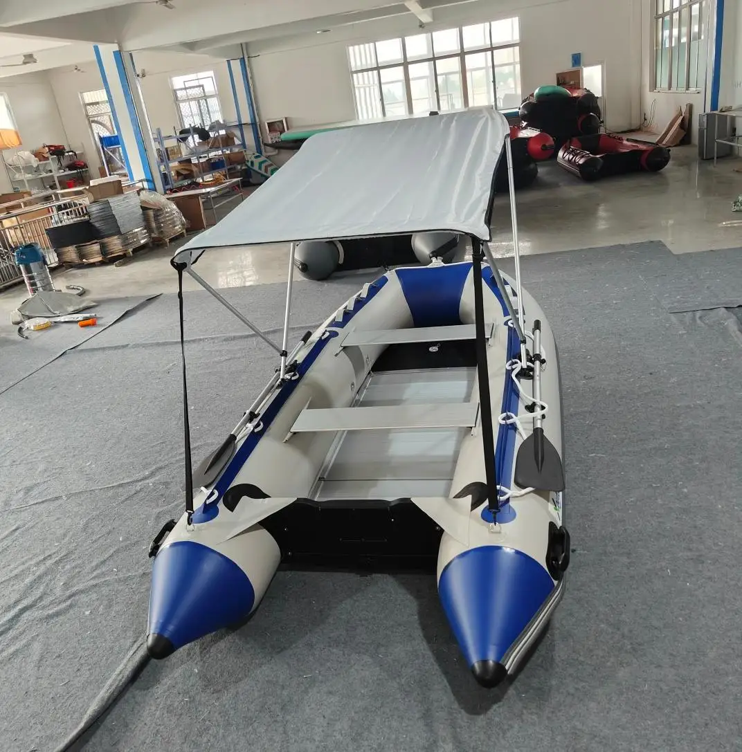 3M 3.3M Length Inflatable Boat with Aluminum Floor  for 4 Persons Lake River Offshore Sea Driving Outdoor Diving Activities