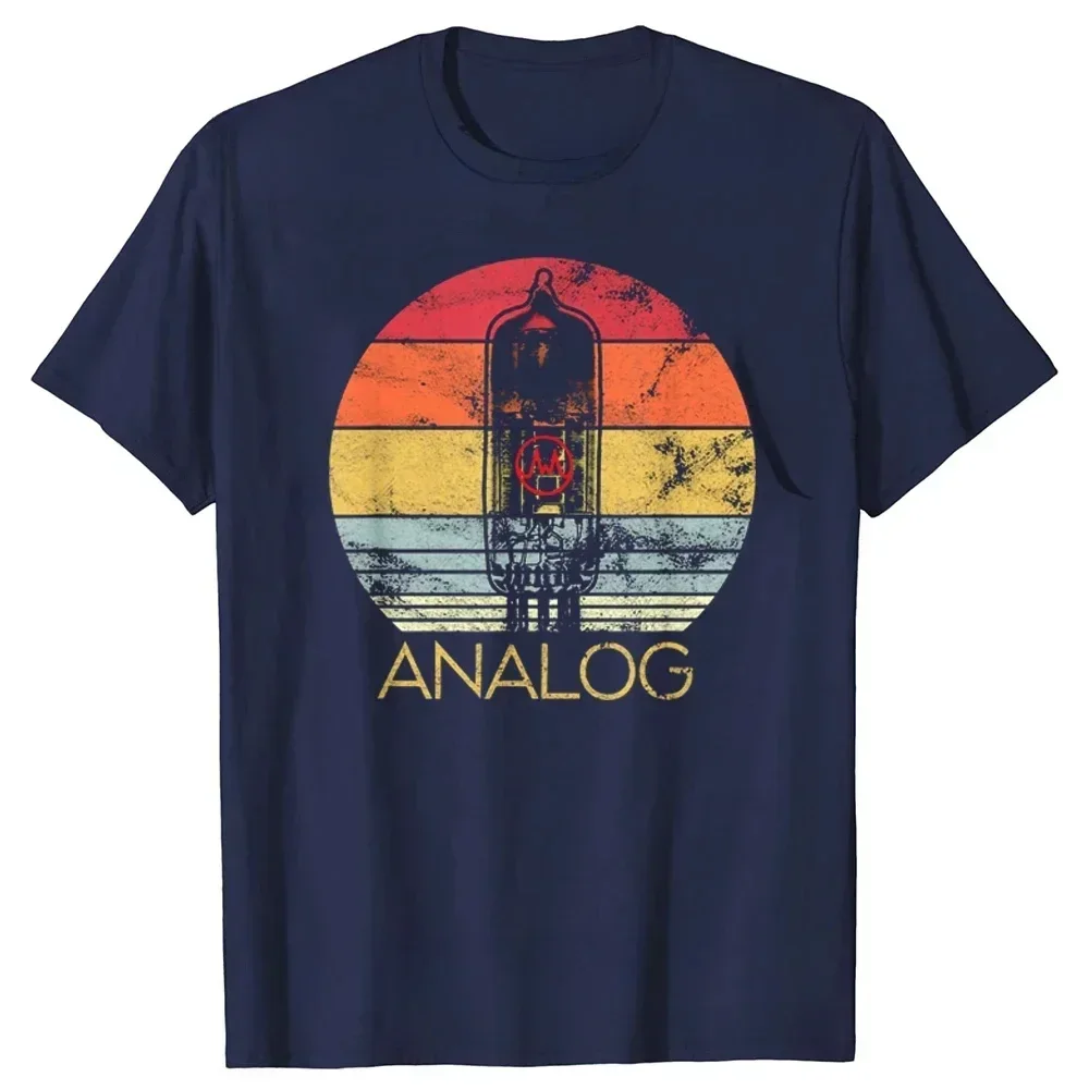 Vintage VU Meter Sound Engineer Analog Electronic O-Neck Cotton T Shirt Men Audio Engineer Recording Studio Funny Tshits Men Top