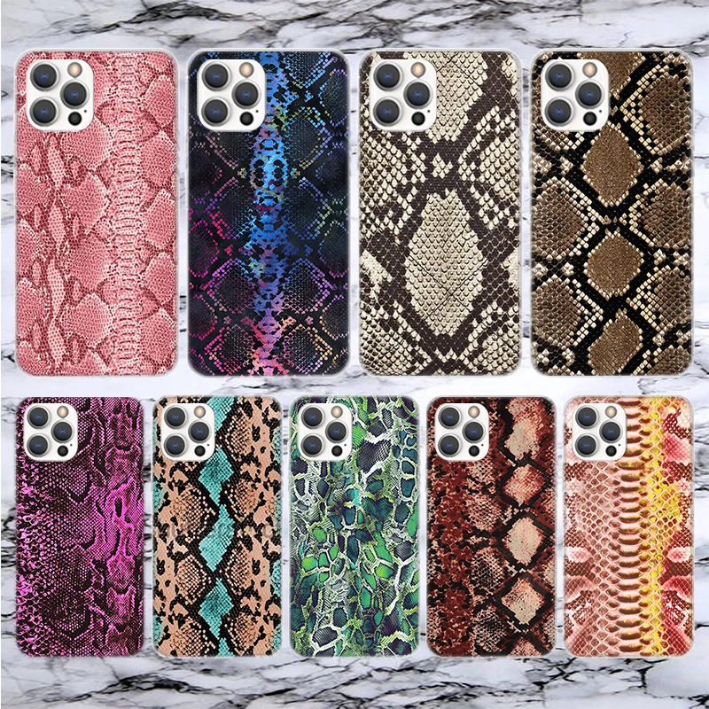 Pink Snake Skin Printing Drawing Soft Phone Case For iPhone 16 15 14 13 12 11 Pro Max X XR XS 7 Plus 8 + SE 2020 Pattern Customi