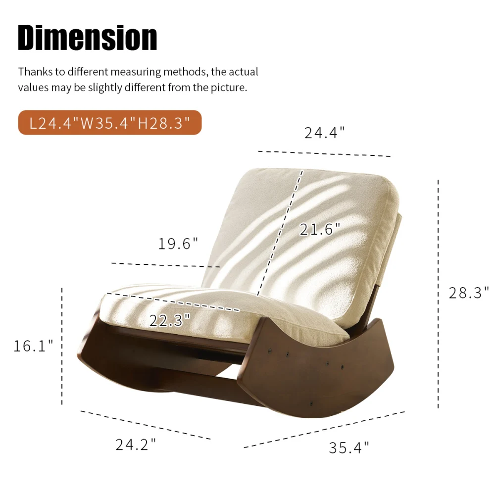 Chaise à Bascule Confortable en Bois Massif, Accessoire de Haute Qualité, Parfaite pour Plusieurs Paramètres