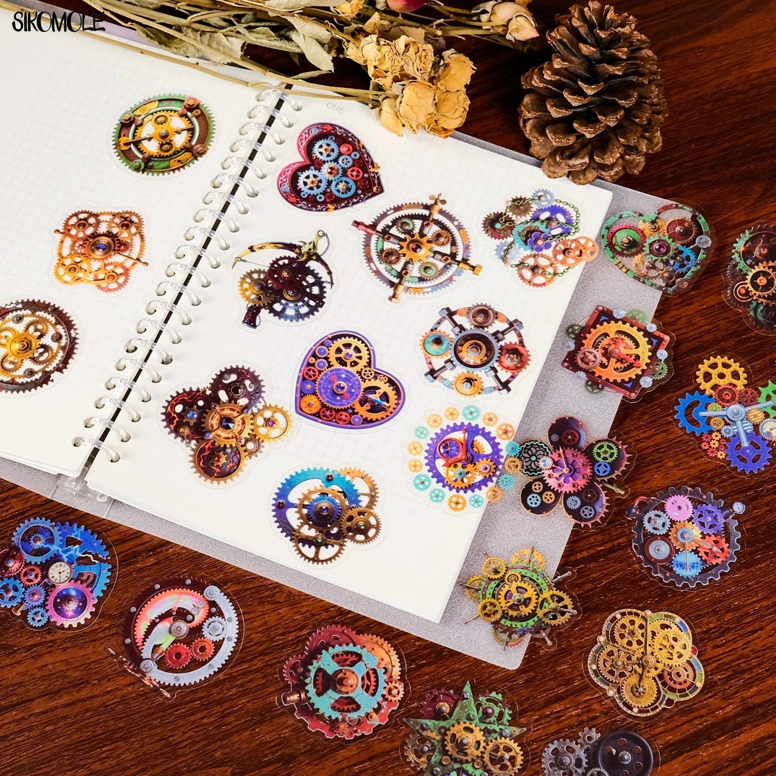 56개 펑크 기어 투명 PET 그래피티 스티커 기계식 기어 장식 핸드 어카운트 기타 스케이트보드 재료 스티커 장난감