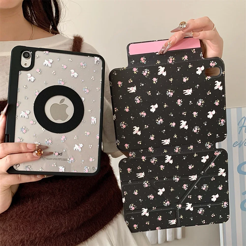 Cute Floral Magnetic Tablet Case for Apple iPad Air 2024 13 inch Pro 12.9 inch Air 5/4 10.9 10th Pad 7/8/9 10.2 inches 11 Cover