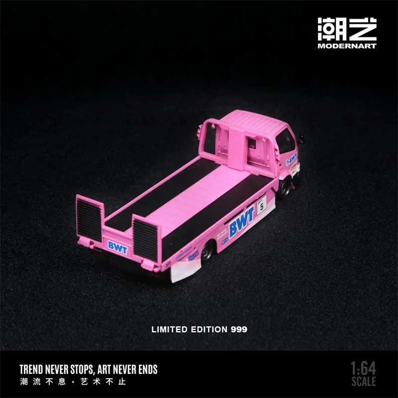 PreSale ModernArt 1:64 H300 نقل مقطورة مسطحة BTW الوردي يموت الصب نموذج سيارة مجموعة هدايا مصغرة