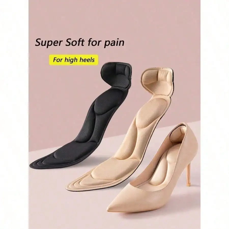 1 Par de Plantillas Acolchadas 5D para Mujer, Plantillas Transpirables con Absorción de Impactos para Zapatillas, Tacones y Botas