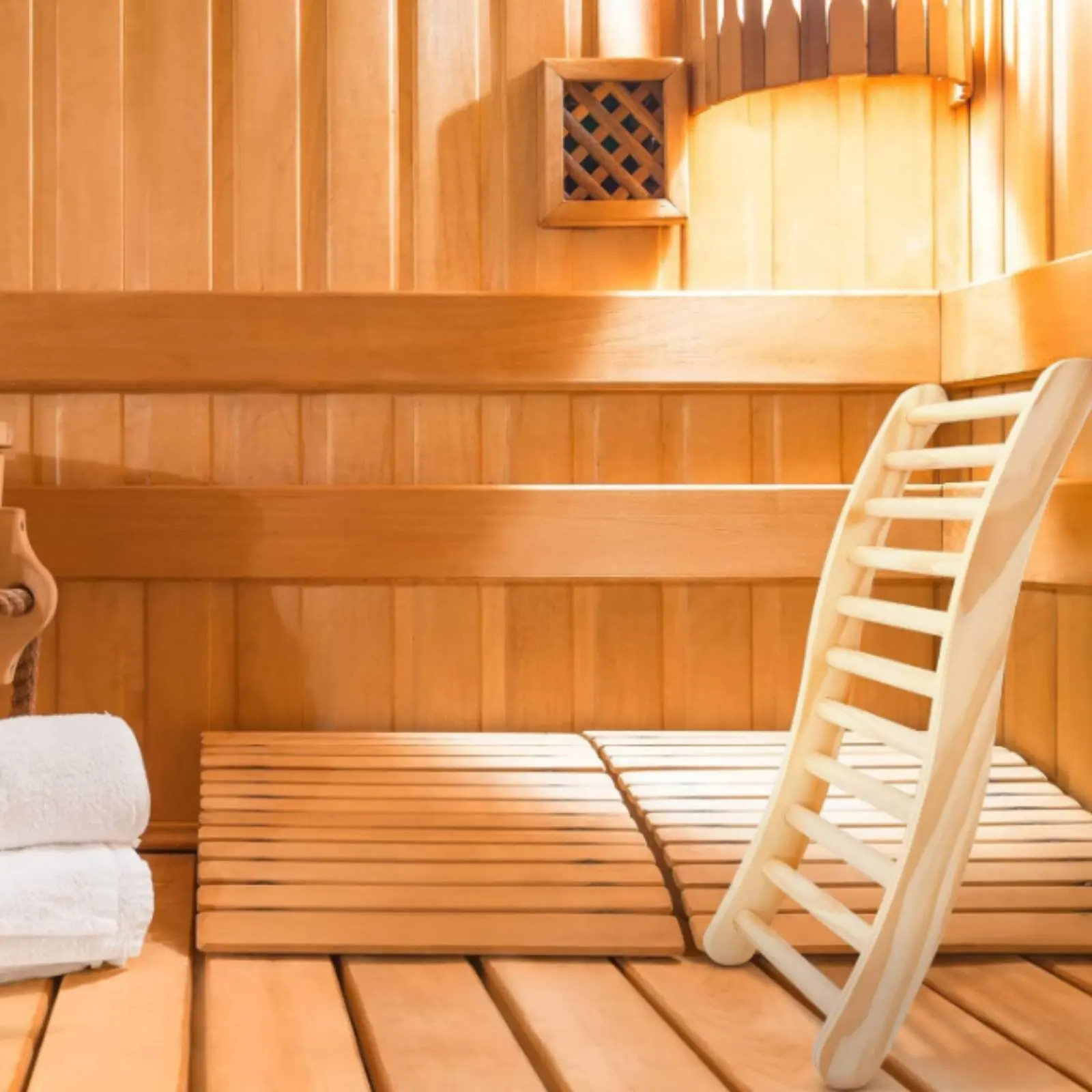 

Premium Wood Wood Steam Chamber Backrest Waveshape Spine Backing for Spa