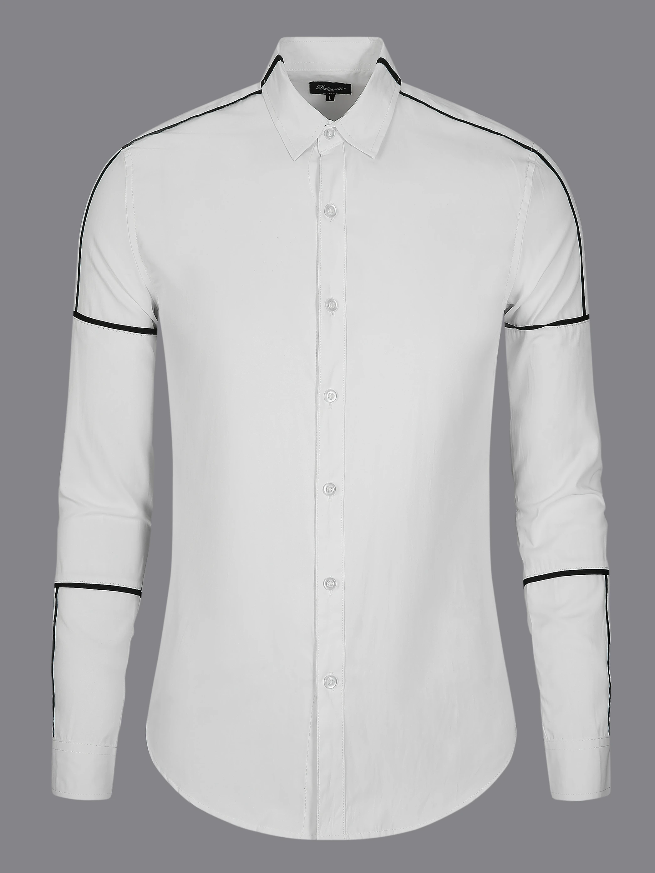 

Busin Casual Men's irt Bla Casual Wear Inner Wear Formal Commute Trendy White irt Slim Fit Long Sve arp Co...