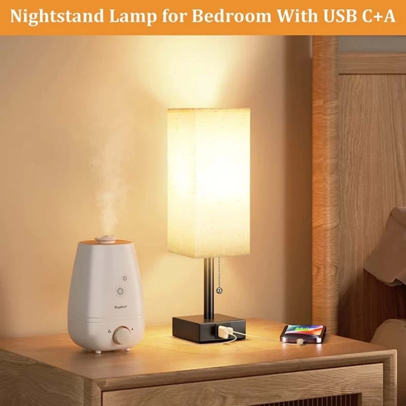 Led Bedside Lamp Brightness Adjustable Touch Switch Table Lamp With Dual USB Charging Port Lamps For Bedroom Bedside Decoration